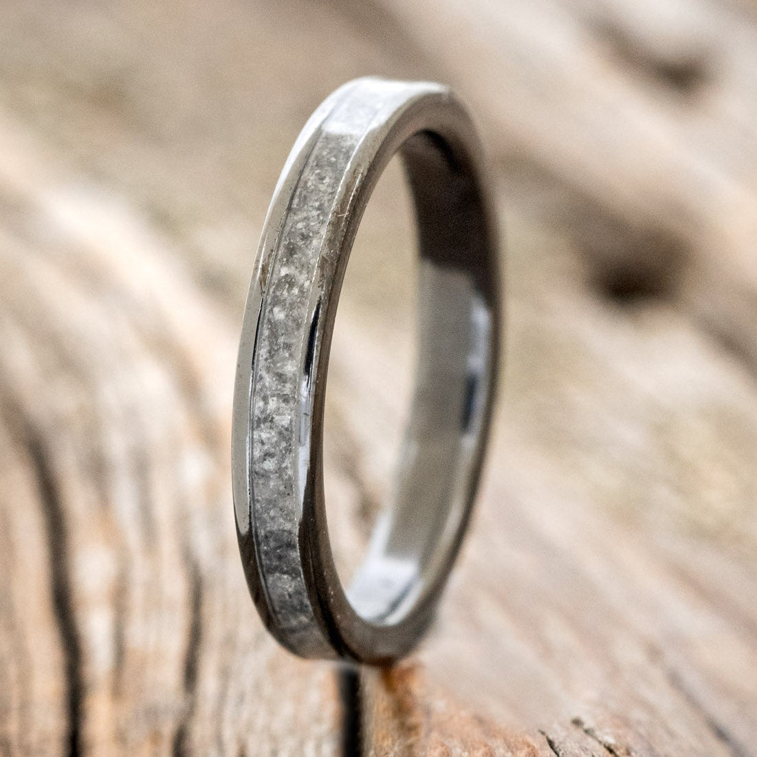"PERENNA" - MOONSTONE STACKING BAND FEATURING BLACK ZIRCONIUM-1