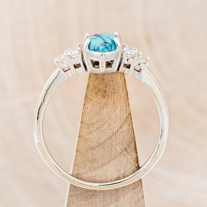 "RAYA" - MARQUISE TURQUOISE ENGAGEMENT RING WITH DIAMOND ACCENTS-7