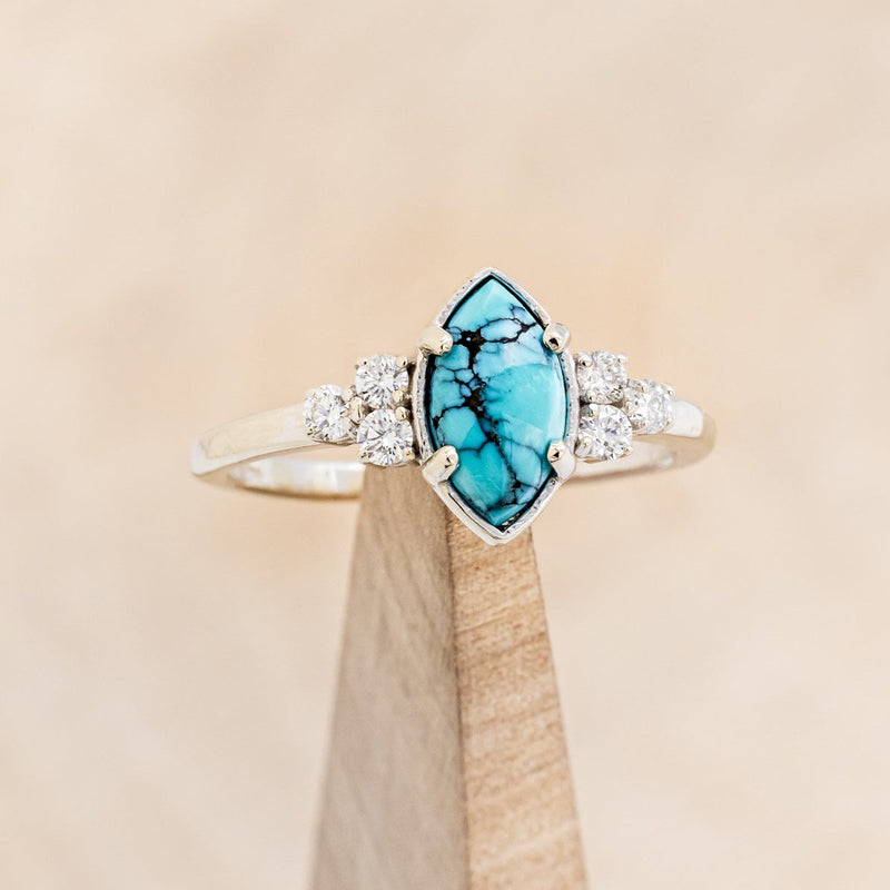 "RAYA" - MARQUISE TURQUOISE ENGAGEMENT RING WITH DIAMOND ACCENTS