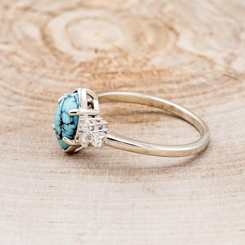 "RAYA" - MARQUISE TURQUOISE ENGAGEMENT RING WITH DIAMOND ACCENTS-4