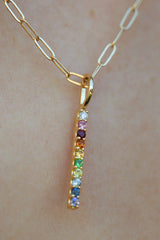 MULTI-GEMSTONES RAINBOW BAR NECKLACE-5