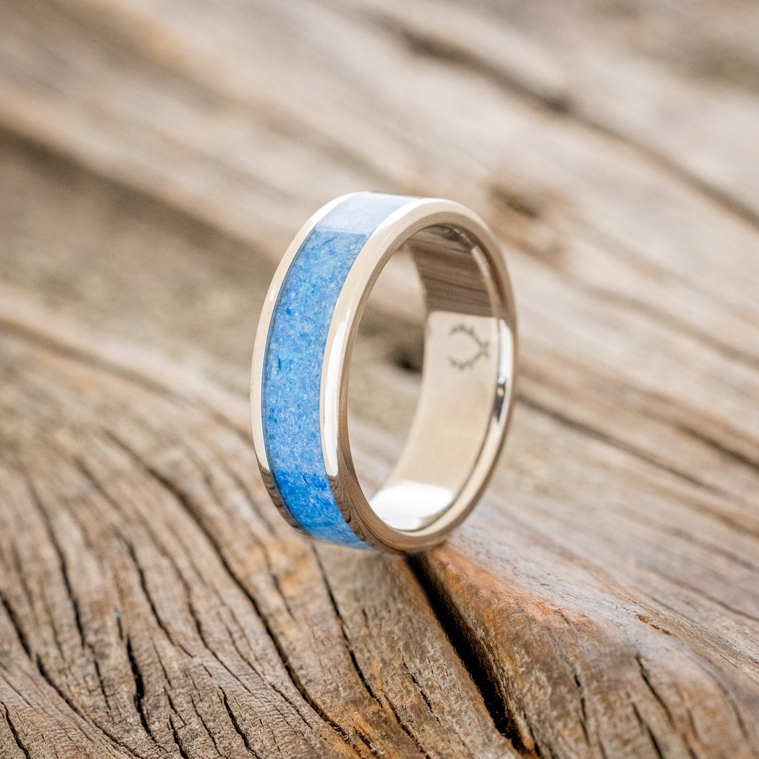 "RAINIER" - BLUE OPAL WEDDING BAND - READY TO SHIP-1