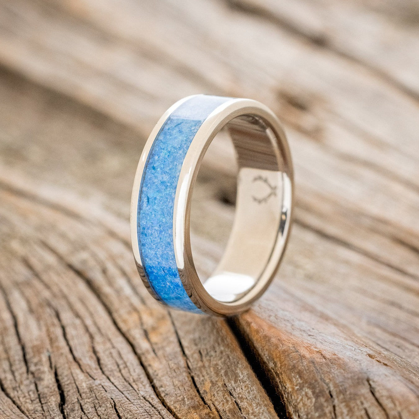"RAINIER" - BLUE OPAL WEDDING BAND-1