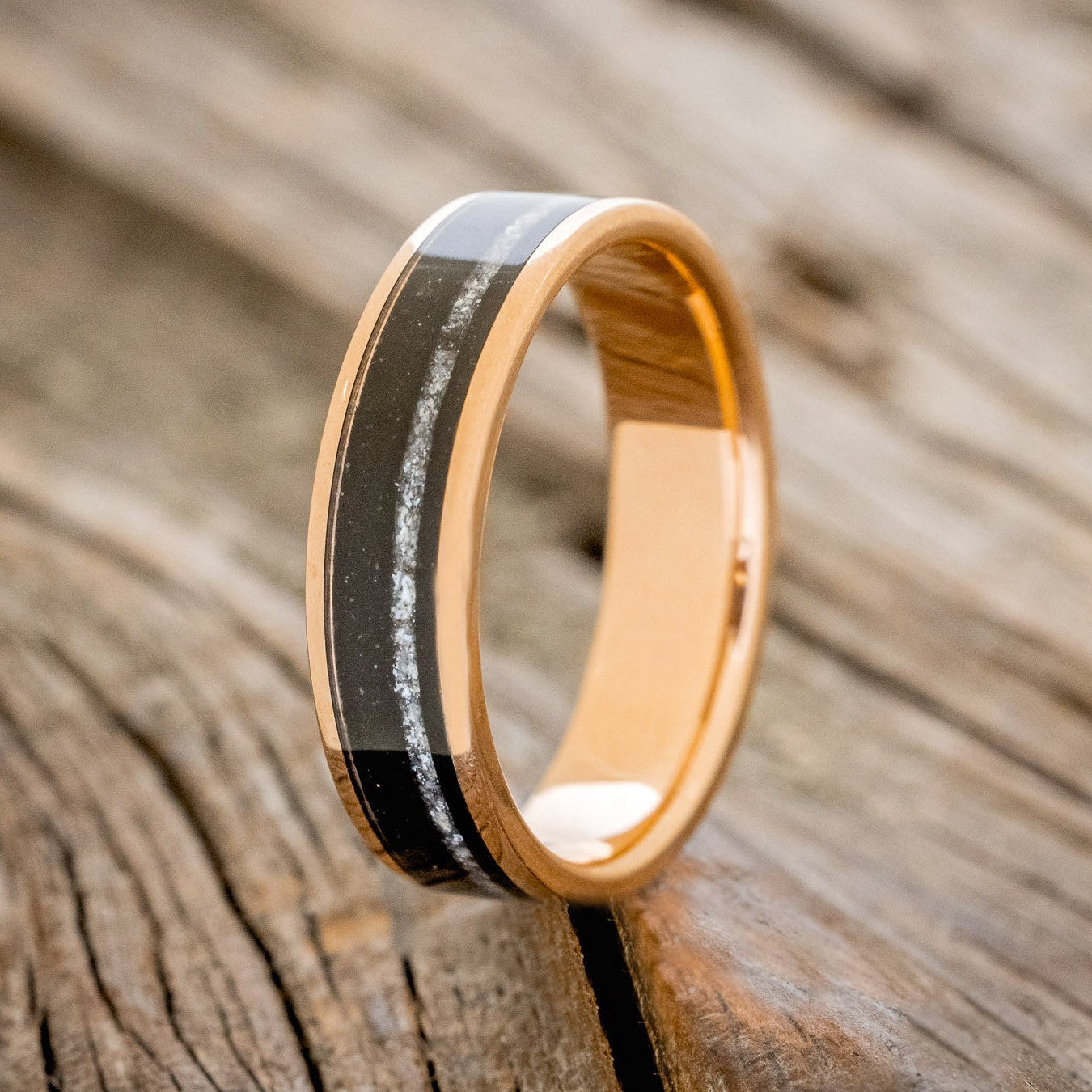 "RAINIER" - DIAMOND DUST & JET STONE WEDDING RING-1