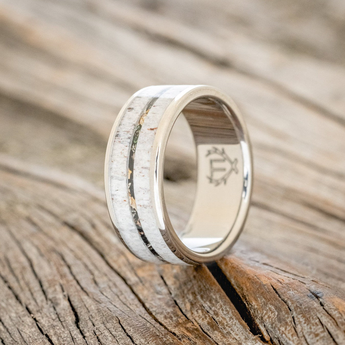 "RAINIER" - ELK ANTLER & CAMO WEDDING BAND-1