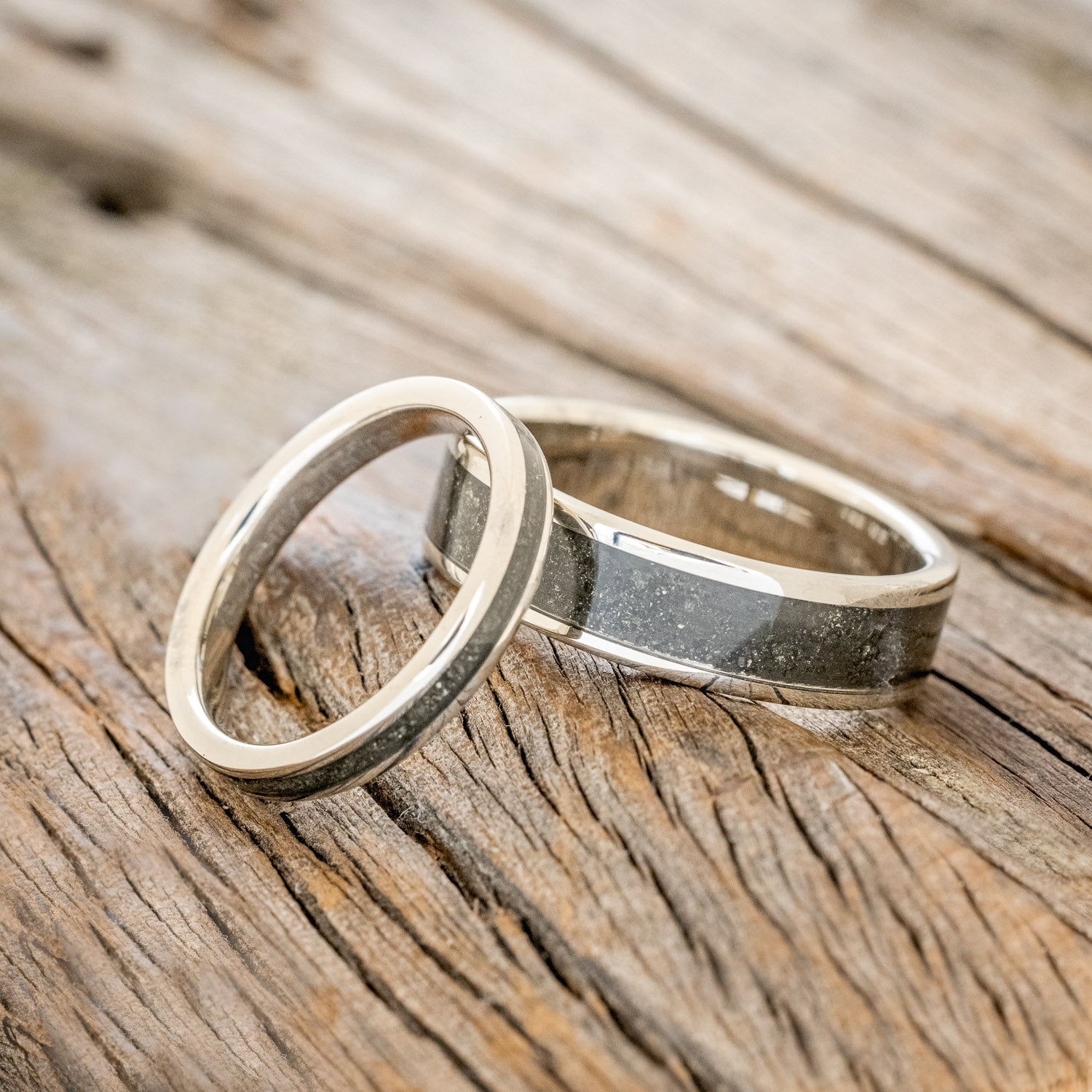 "RAINIER" - MATCHING SET OF PYRITE WEDDING BANDS-1