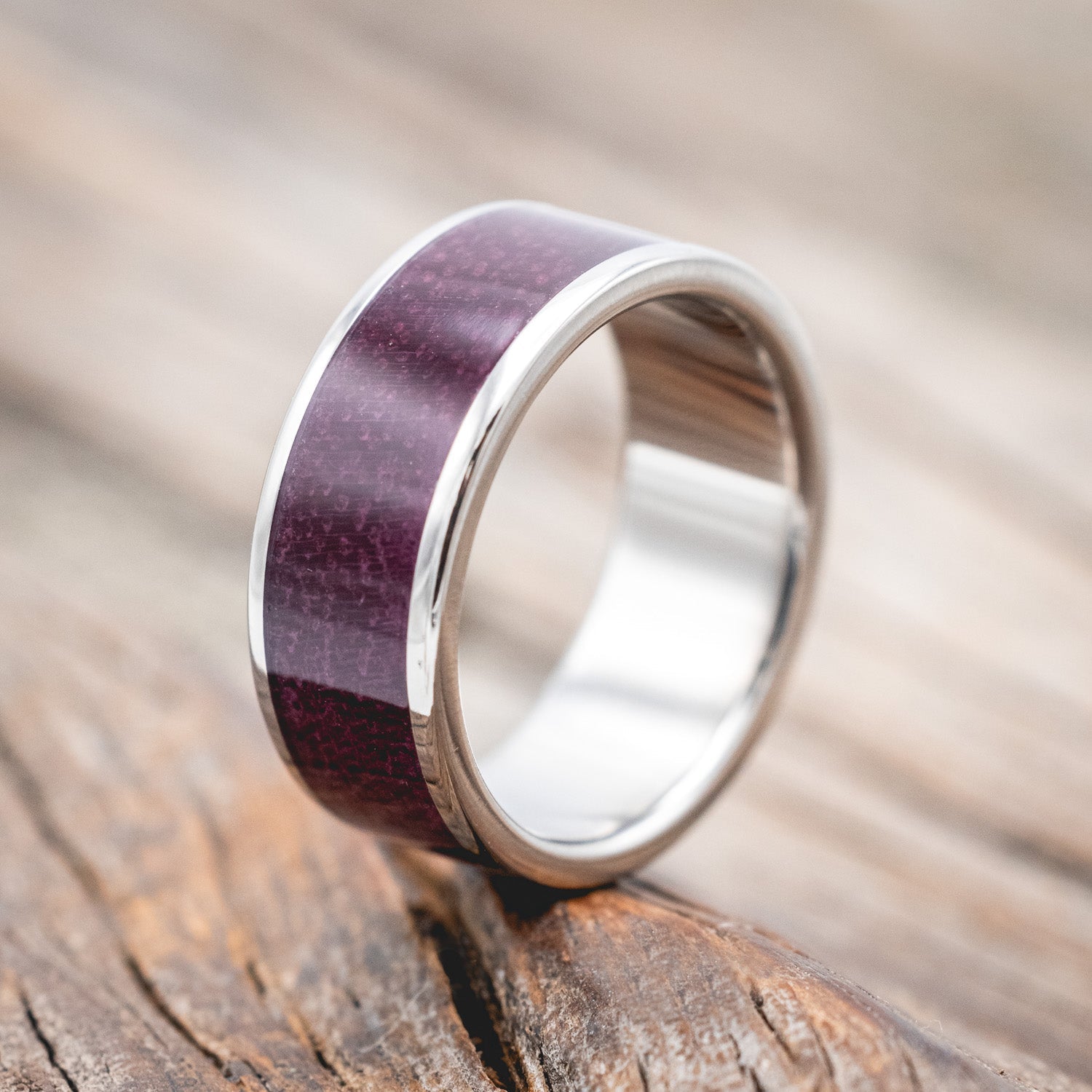 "RAINIER" - PURPLEHEART WOOD WEDDING RING-Staghead Designs