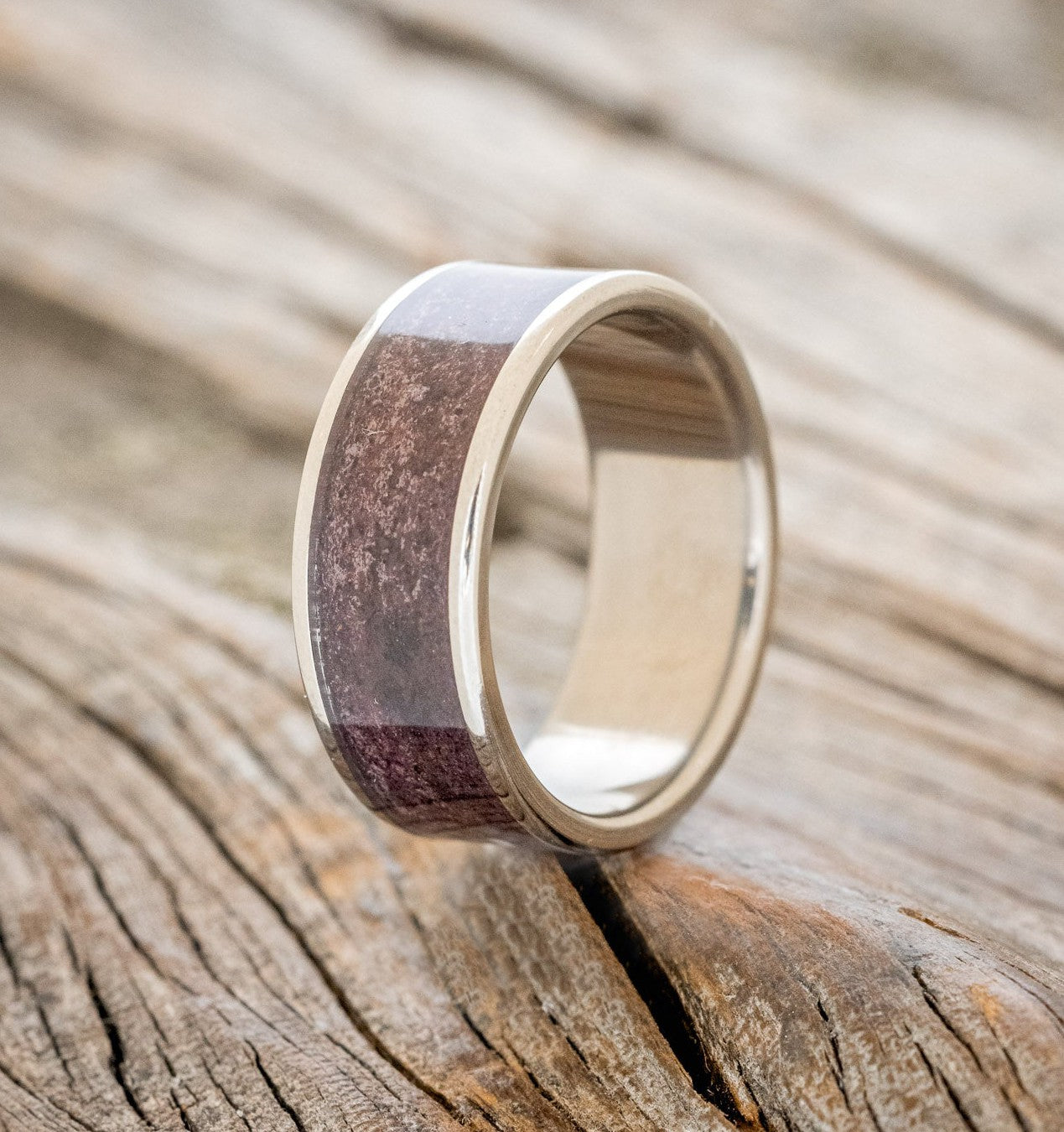 "RAINIER" - PURPURITE INLAY WEDDING RING-1