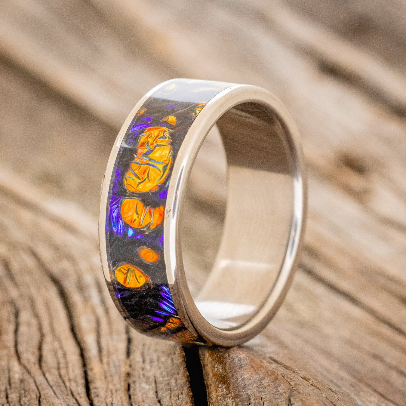 "RAINIER" - RED BURL DICHROLAM WEDDING BAND-1