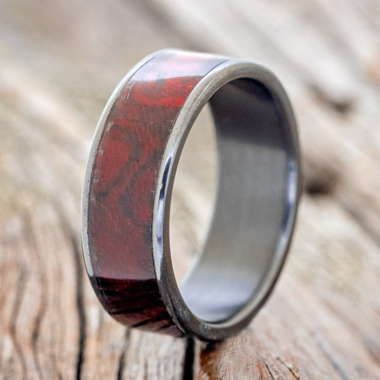 "RAINIER" - RED PAUA SHELL WEDDING RING-1