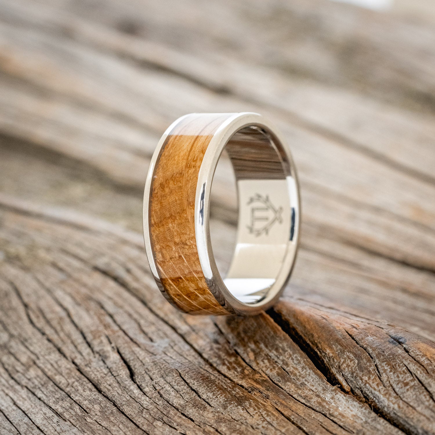 "RAINIER" - WHISKEY BARREL OAK WEDDING BAND - READY TO SHIP-1
