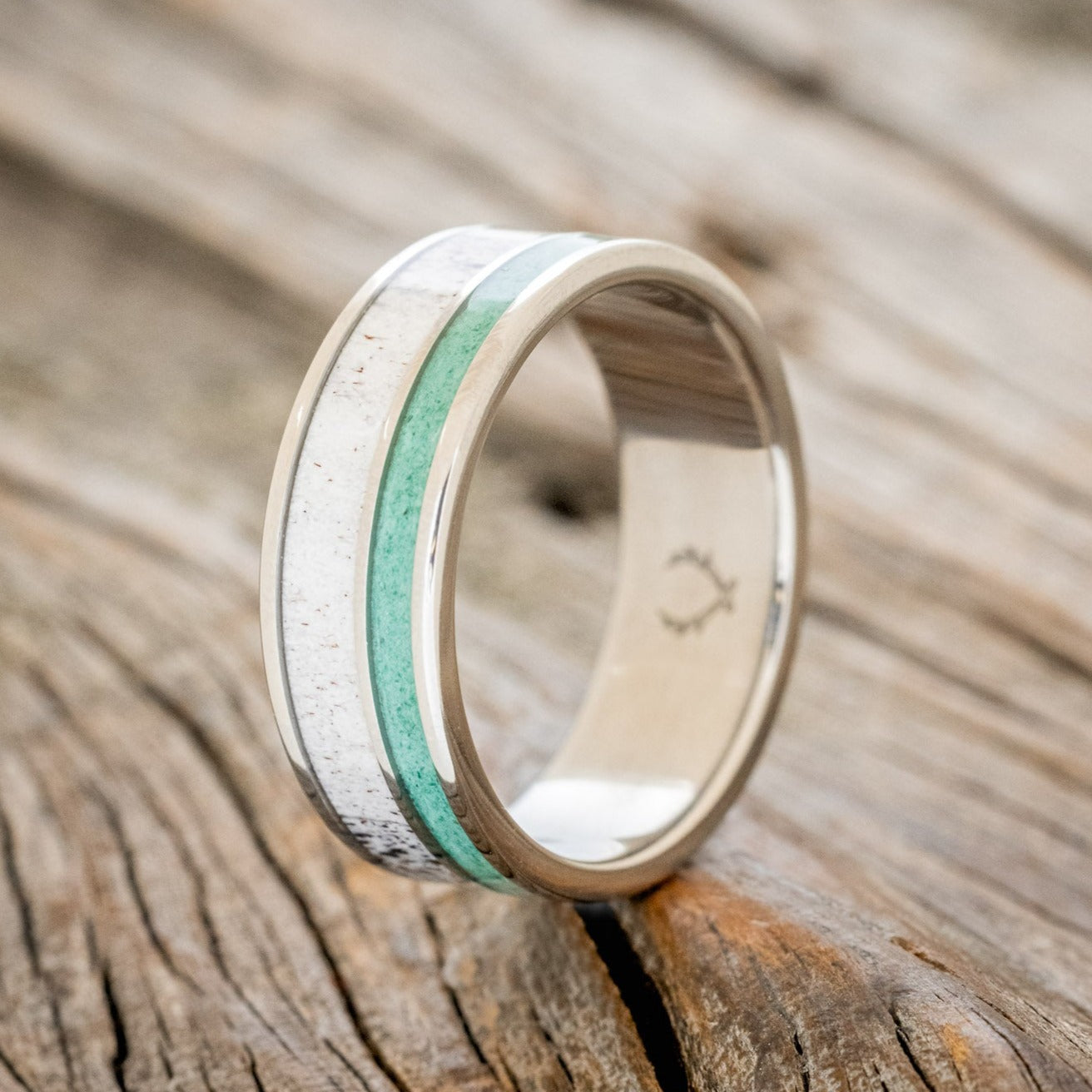 "RAPTOR" - ANTLER & MALACHITE WEDDING BAND - READY TO SHIP-1