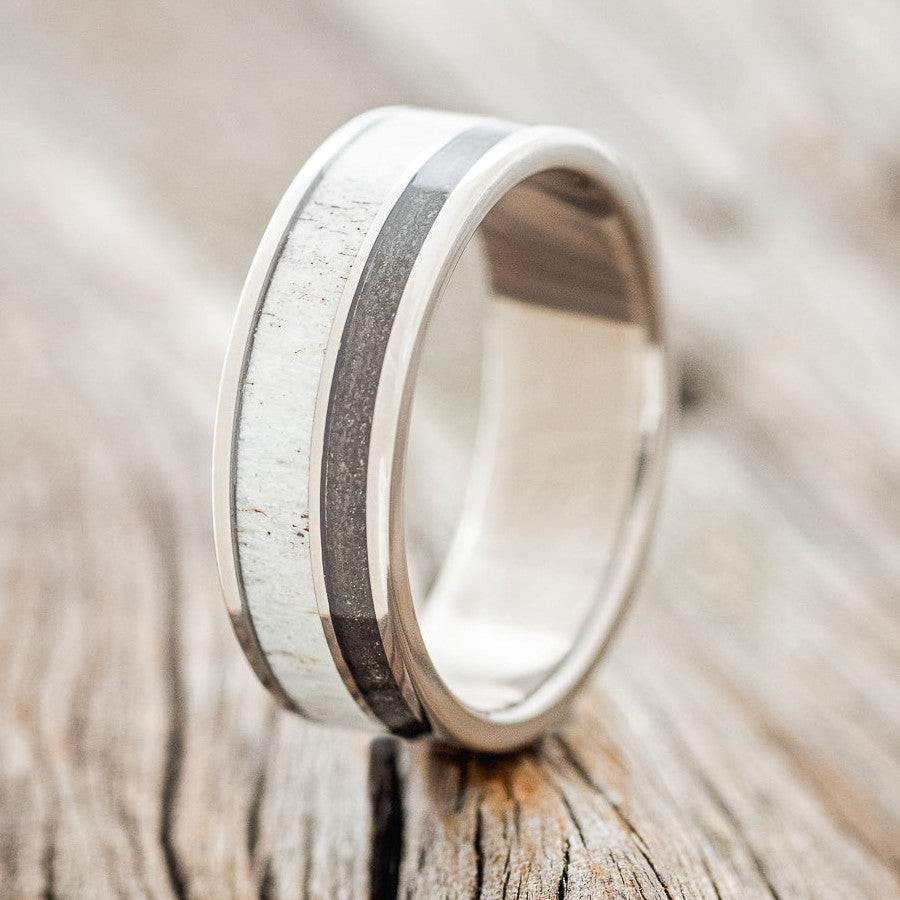 "RAPTOR" - ELK ANTLER & PYRITE WEDDING BAND-1