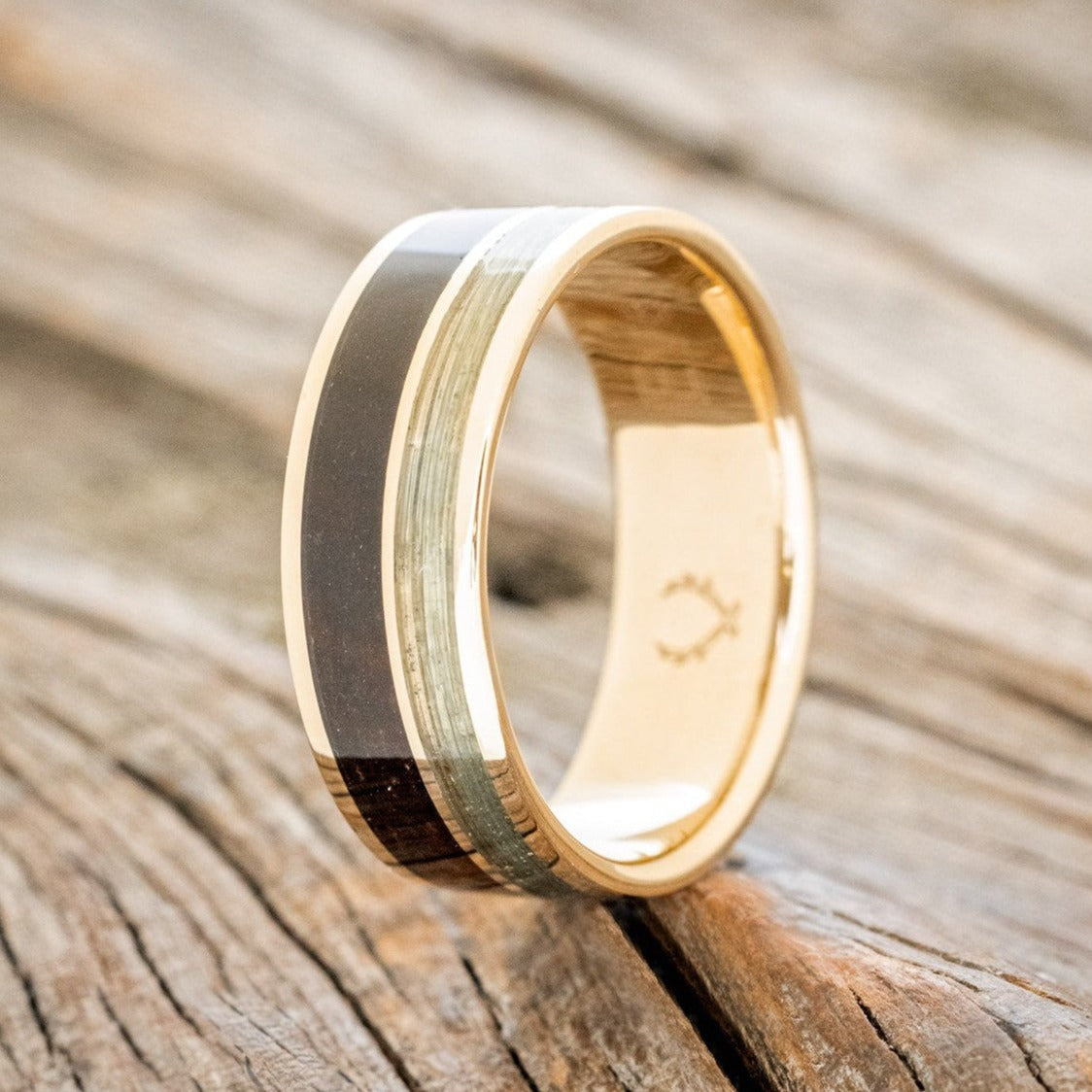 "RAPTOR" - KOA WOOD & FISHING LINE WEDDING BAND-1