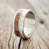 "RAPTOR" - MOTHER OF PEARL & REDWOOD WEDDING BAND - READY TO SHIP-1