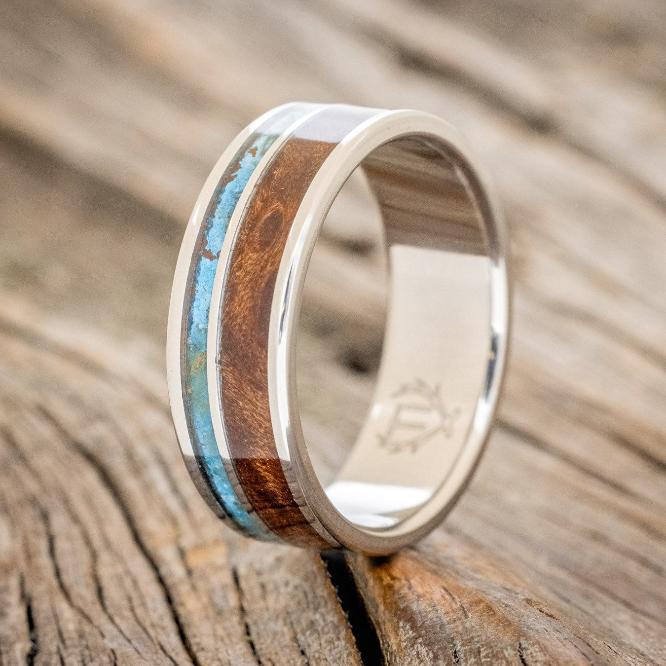 "RAPTOR" - PATINA COPPER & REDWOOD WEDDING RING-1
