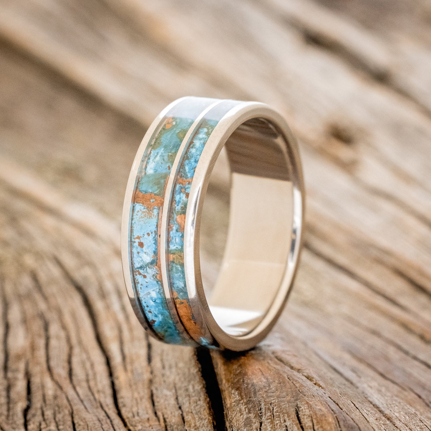 "RAPTOR" - PATINA COPPER WEDDING BAND - READY TO SHIP-1