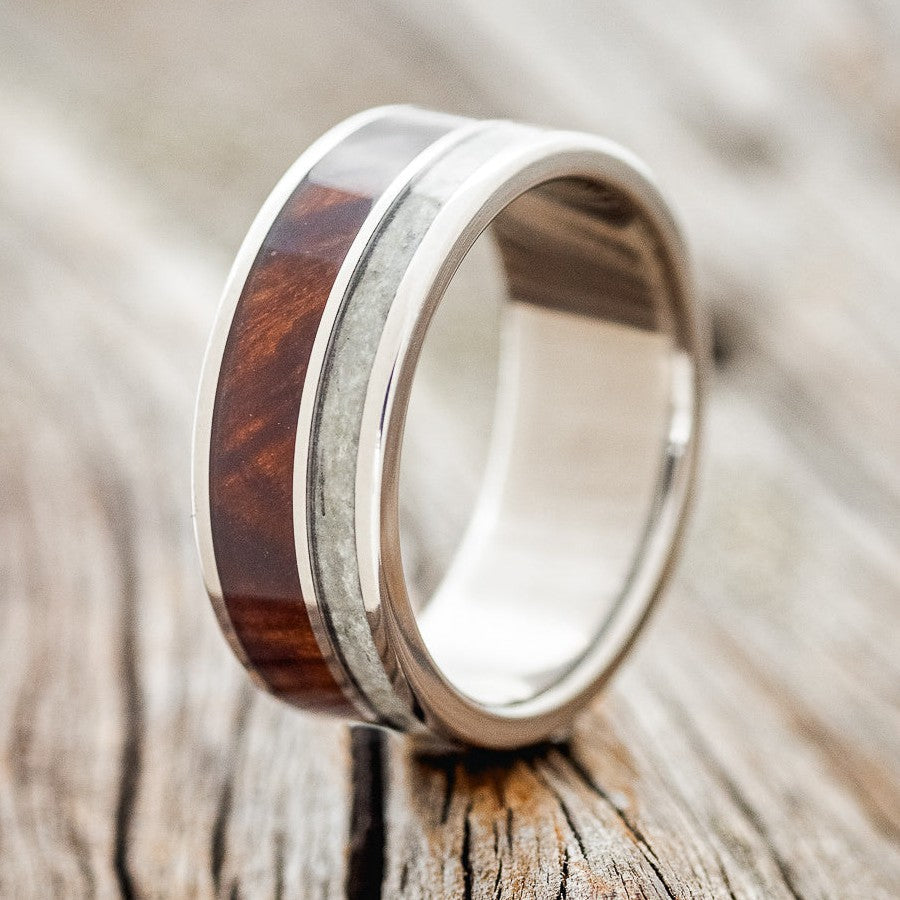 "RAPTOR" - REDWOOD & GRANITE WEDDING RING-1