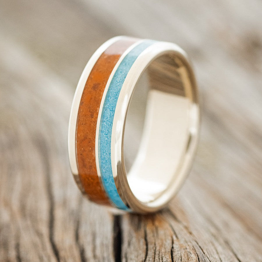 "RAPTOR" - TERRACOTTA & TURQUOISE WEDDING BAND-1