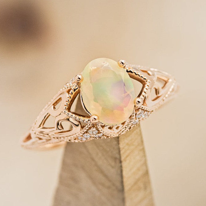 "RELICA" - OVAL WELO OPAL ENGAGEMENT RING WITH DIAMOND ACCENTS-1