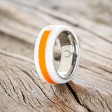 "REMMY" - ORANGE & WHITE ACRYLIC WEDDING BAND-1