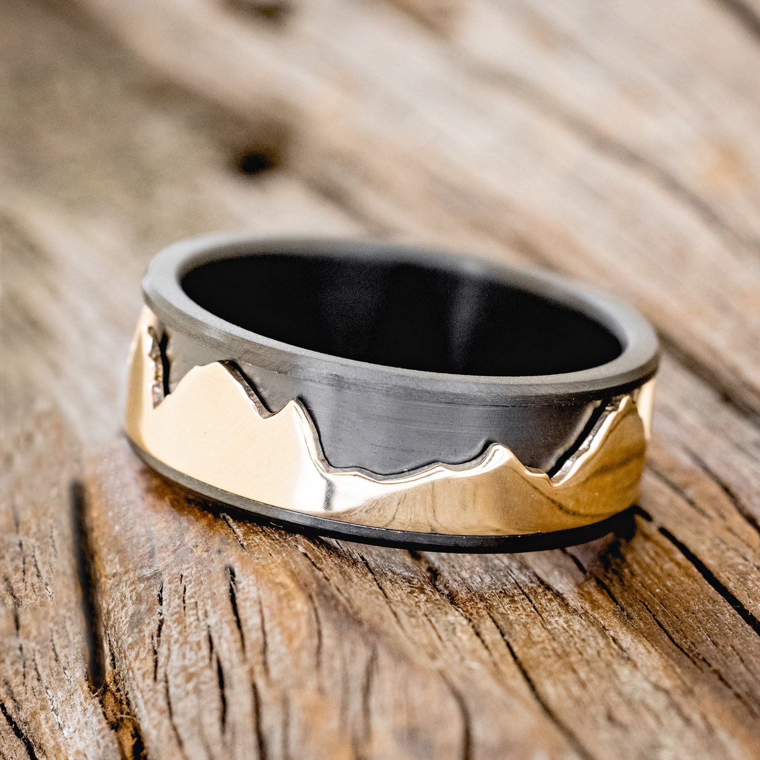"REVOLUTION" - 14K GOLD MOUNTAIN SPINNER WEDDING RING-1