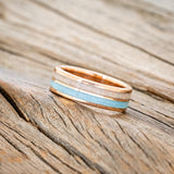 "DYAD" - FIRE AND ICE OPAL & TURQUOISE WEDDING BAND-2