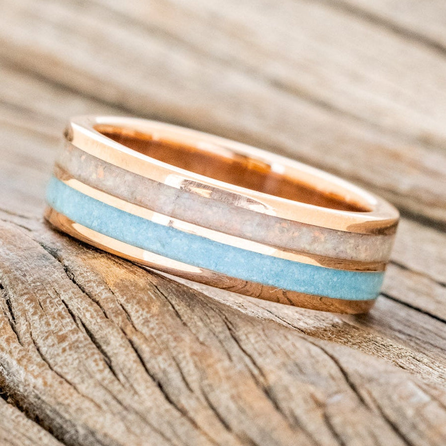 "Dyad" - Fire And Ice Opal & Turquoise Wedding Band-Staghead Designs