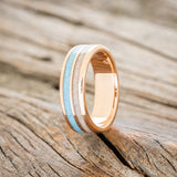 "DYAD" - FIRE AND ICE OPAL & TURQUOISE WEDDING BAND-1