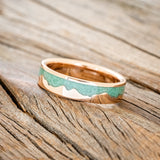 "HELIOS" - MALACHITE & 14K GOLD MOUNTAIN RANGE WEDDING BAND-8