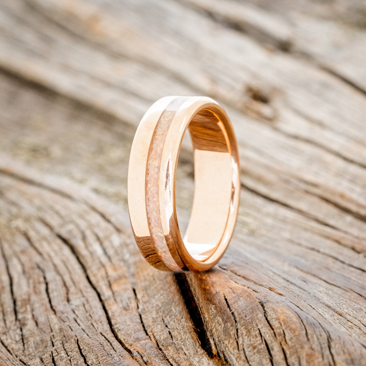 "VERTIGO" - FIRE & ICE OPAL WEDDING BAND-10