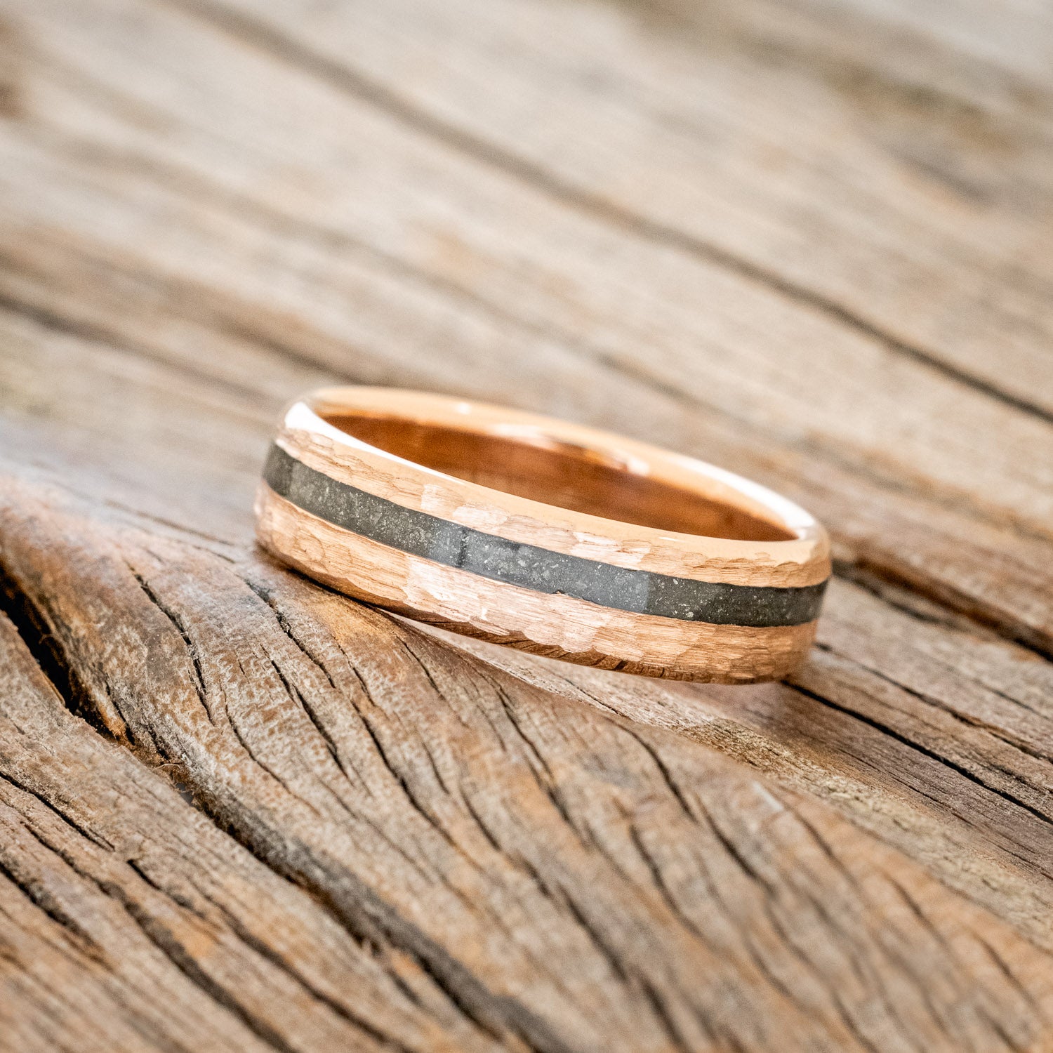 "VERTIGO" - HAMMERED PYRITE WEDDING BAND-2