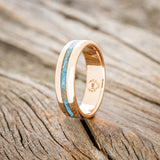 "NIRVANA" - CENTERED PATINA COPPER WEDDING RING FEATURING A 14K GOLD BAND