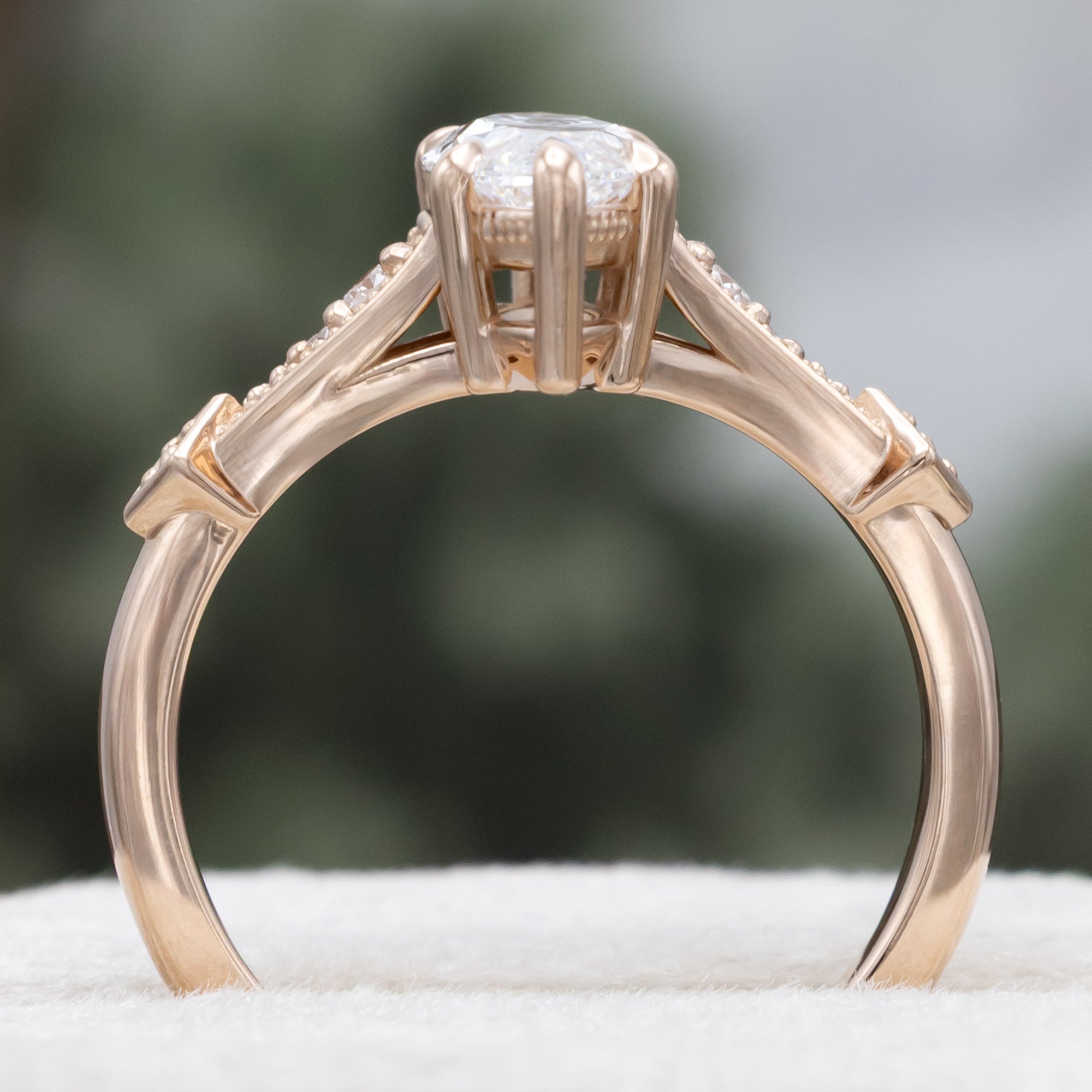 "ANNORA" - MARQUISE CUT LAB-GROWN DIAMOND ENGAGEMENT RING WITH LAB-GROWN DIAMOND ACCENTS-Staghead Designs