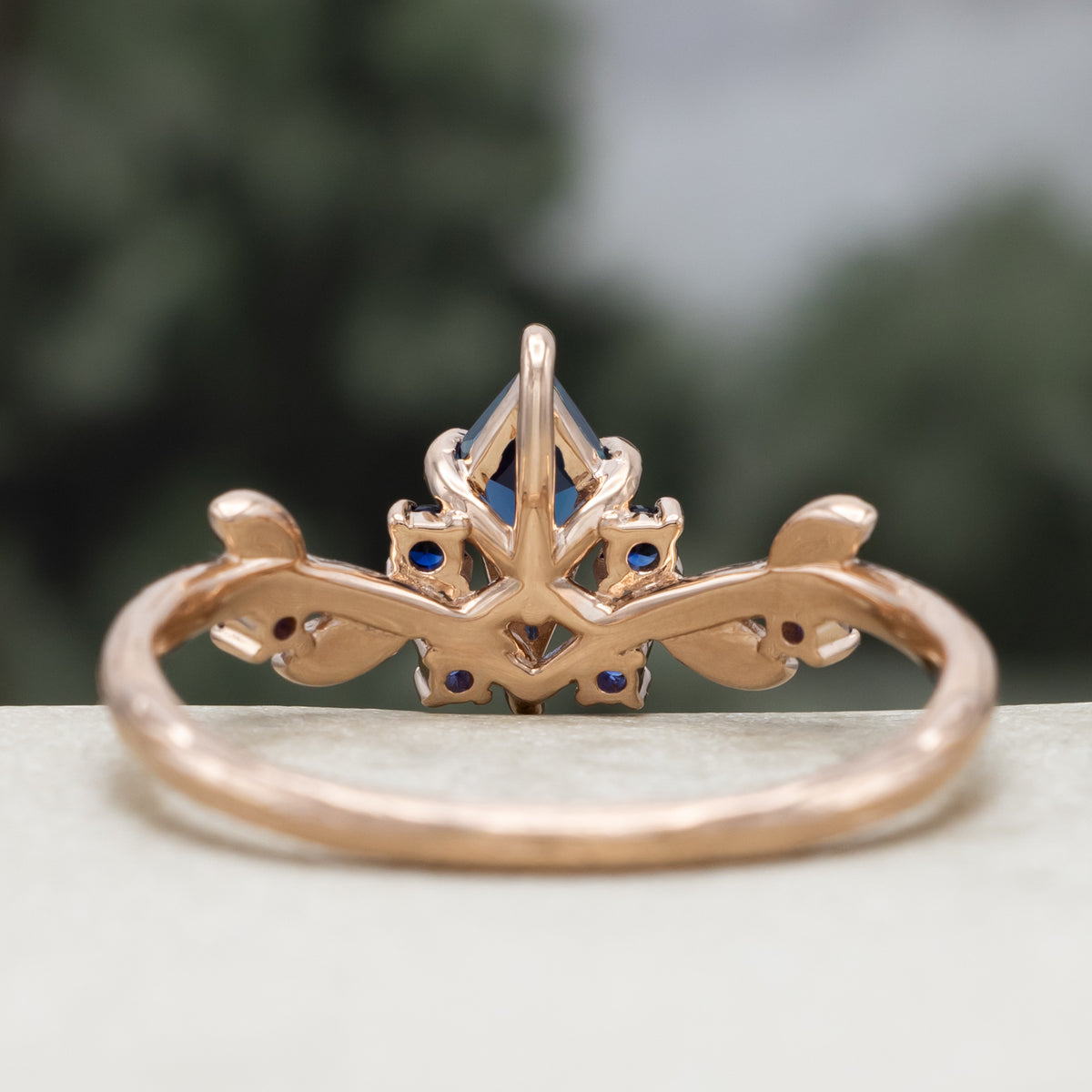 "Artemisia" - Kite Cut Lab-Grown Alexandrite Engagement Ring With Blue Sapphire Accents-Staghead Designs