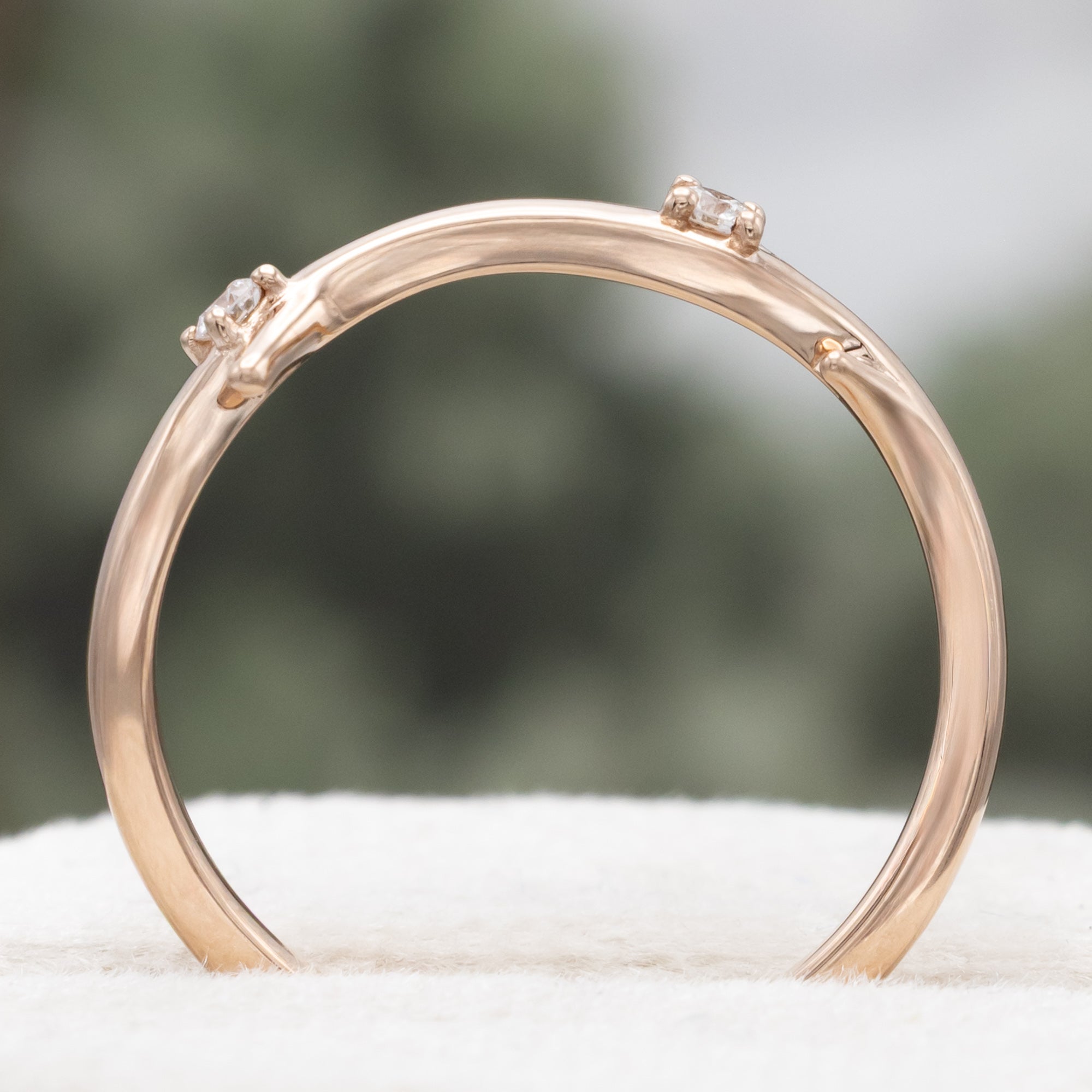 "ARTEMIS" - OVAL CUT MOSS AGATE ENGAGEMENT RING WITH DIAMOND ACCENTS & STACKING BAND-Staghead Designs
