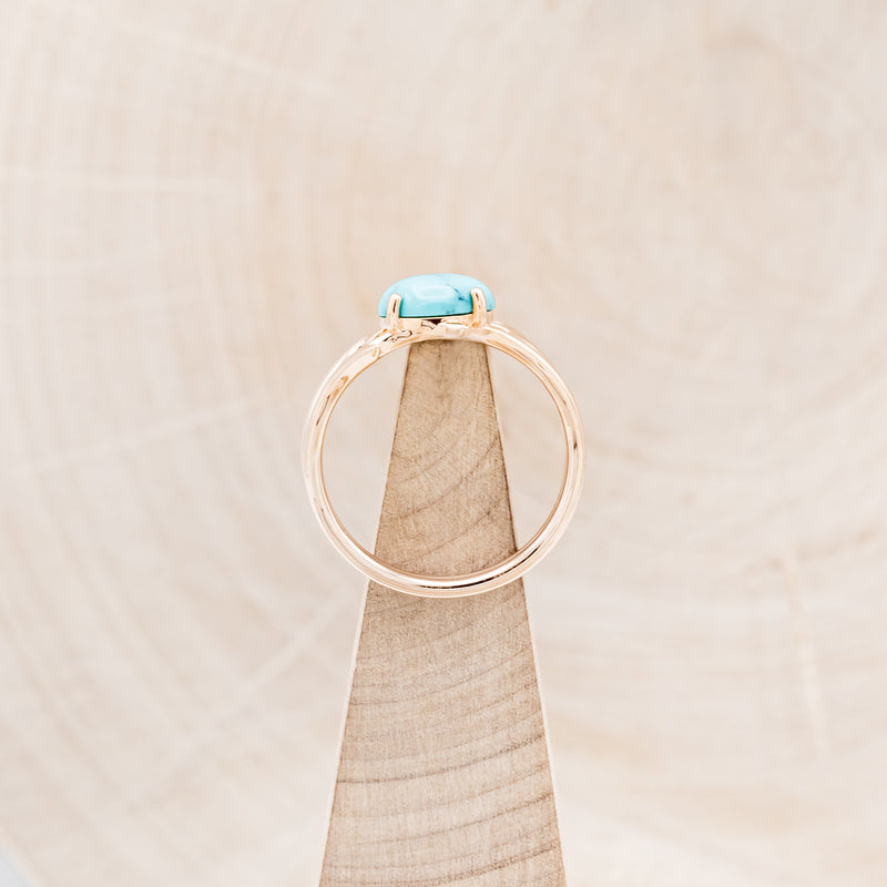"ARTEMIS" - OVAL TURQUOISE ENGAGEMENT RING WITH AN ANTLER STYLE BAND