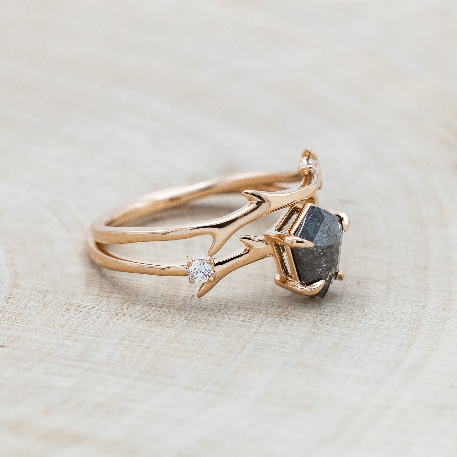 Artemis Crown Ring - Salt and Pepper Diamonds