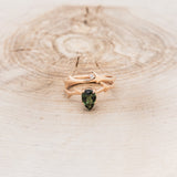 "ARTEMIS" - PEAR GREEN TOURMALINE ENGAGEMENT RING WITH AN ANTLER-STYLE STACKING BAND WITH DIAMOND ACCENT-4