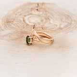 "ARTEMIS" - PEAR GREEN TOURMALINE ENGAGEMENT RING WITH AN ANTLER-STYLE STACKING BAND WITH DIAMOND ACCENT-3