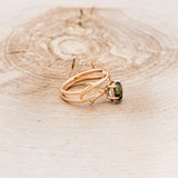 "ARTEMIS" - PEAR GREEN TOURMALINE ENGAGEMENT RING WITH AN ANTLER-STYLE STACKING BAND WITH DIAMOND ACCENT-2