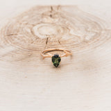 "ARTEMIS" - PEAR GREEN TOURMALINE ENGAGEMENT RING WITH AN ANTLER-STYLE STACKING BAND WITH DIAMOND ACCENT-10