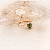 "ARTEMIS" - PEAR GREEN TOURMALINE ENGAGEMENT RING WITH AN ANTLER-STYLE STACKING BAND WITH DIAMOND ACCENT-8