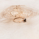 "ARTEMIS" - CUSHION CUT SMOKY QUARTZ ENGAGEMENT RING WITH AN ANTLER-STYLE BAND
