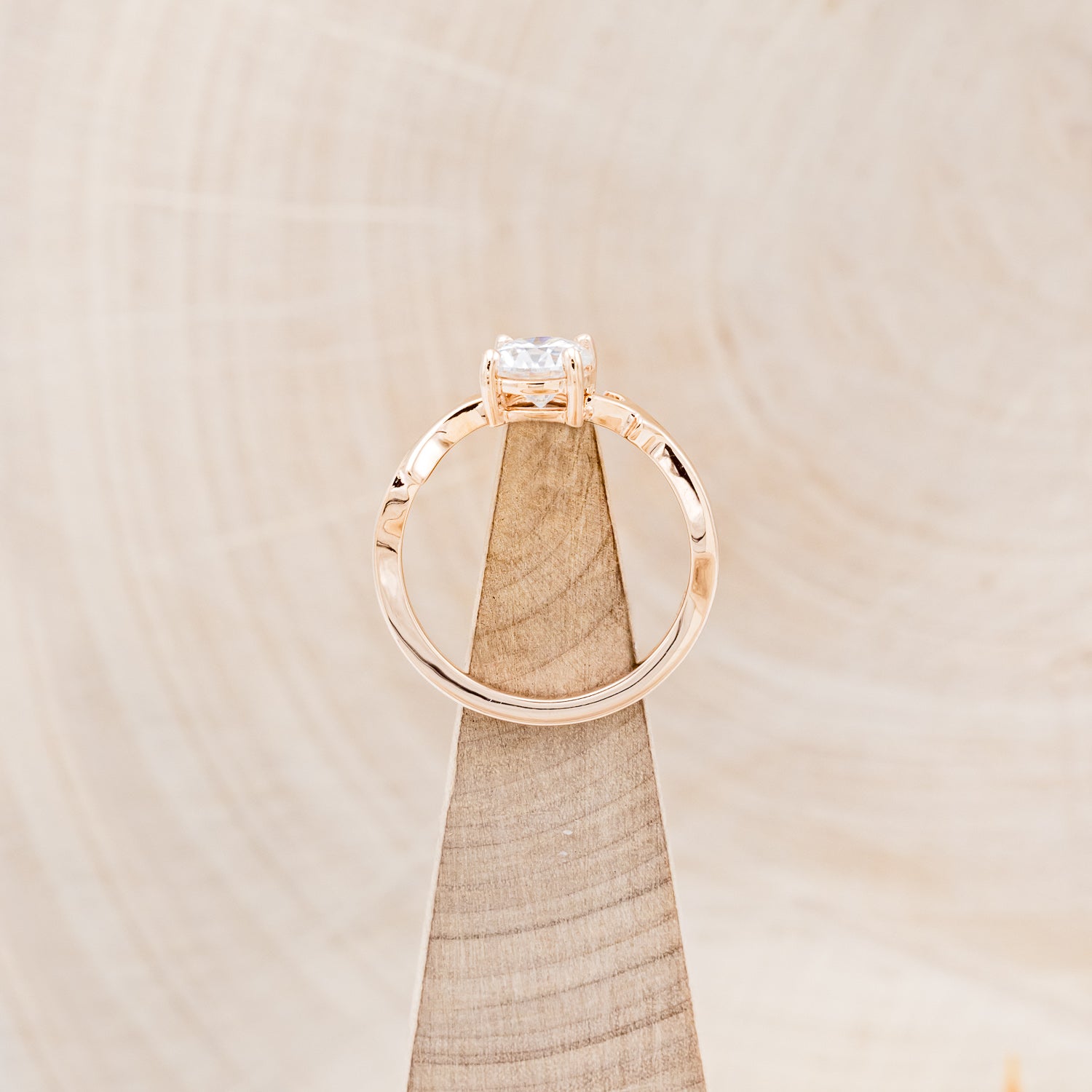 "ARTEMIS" - ROUND MOISSANITE ENGAGEMENT RING WITH AN ANTLER STYLE STACKING BAND-23