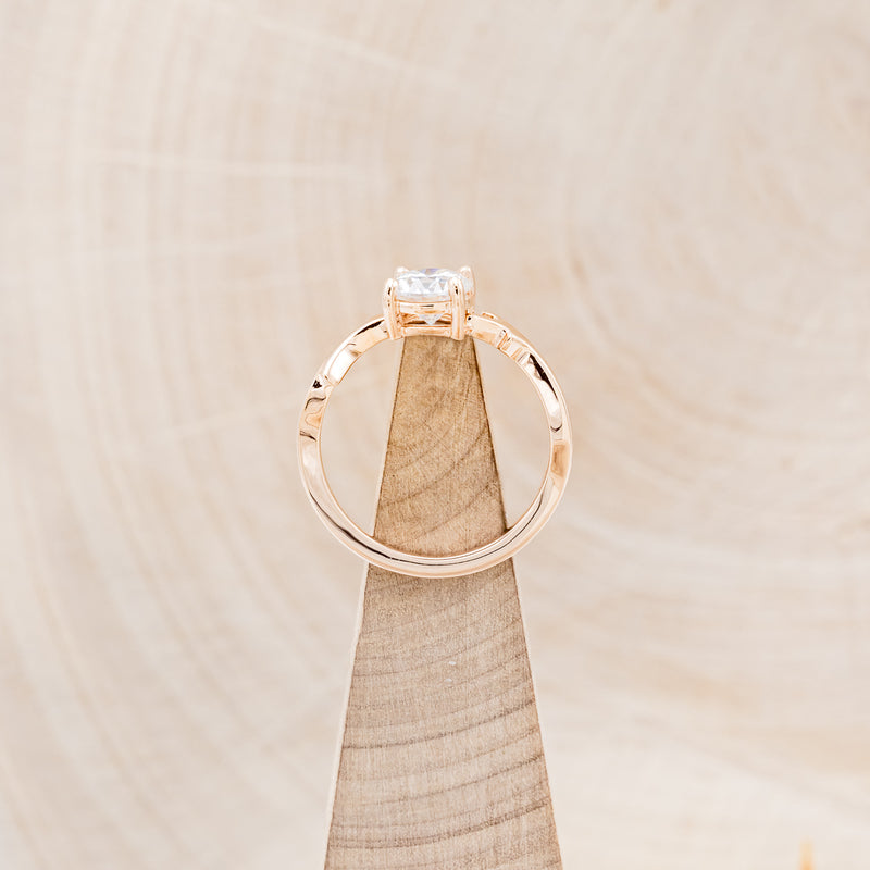 "ARTEMIS" - ROUND MOISSANITE ENGAGEMENT RING WITH AN ANTLER STYLE STACKING BAND