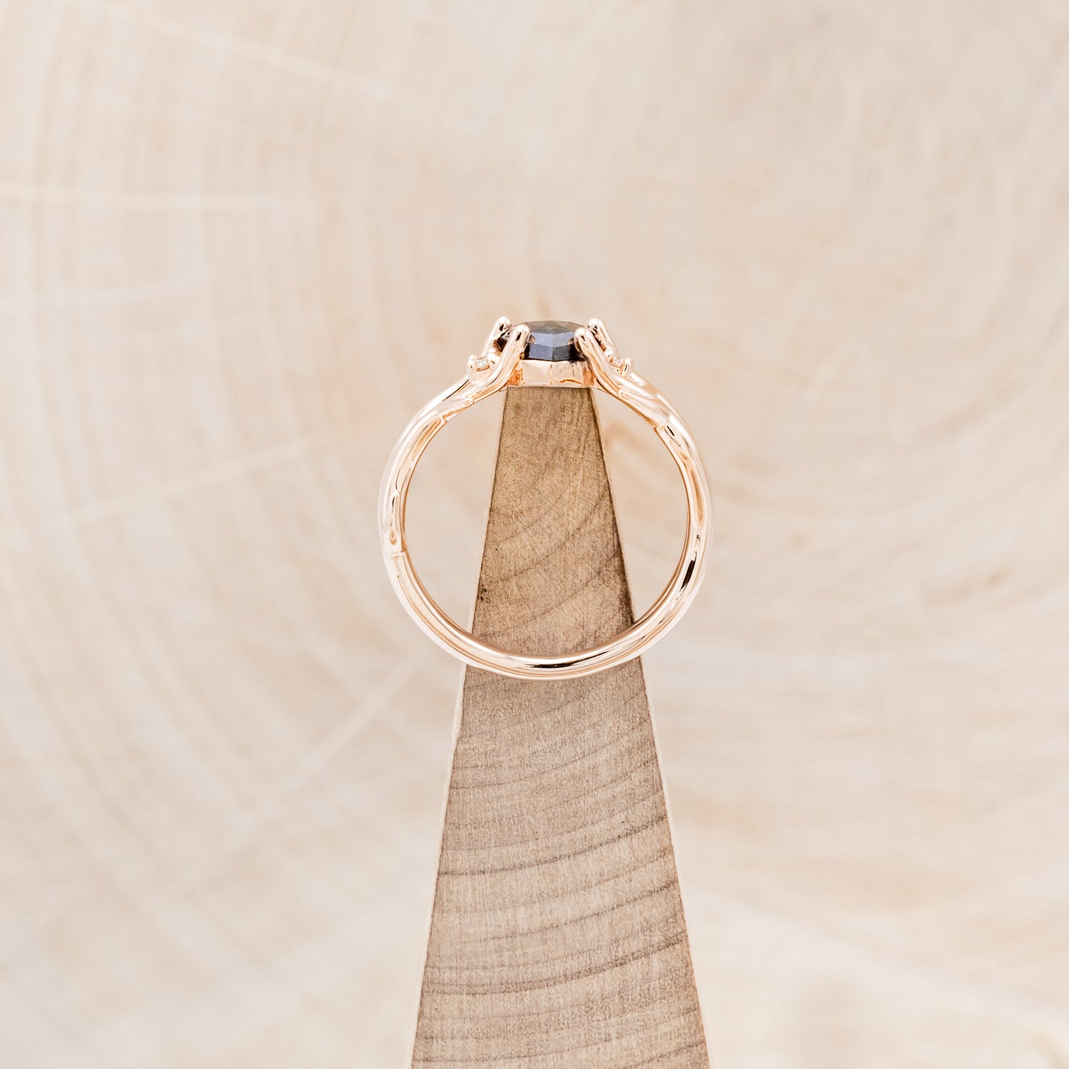 "ARTEMIS" - SHIELD CUT SALT & PEPPER DIAMOND ENGAGEMENT RING WITH DIAMOND ACCENTS-6