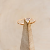 "ATLANTIS" - 14K GOLD TRIANGLE RING & V-SHAPED TRACER SET WITH FIRE & ICE OPAL-7