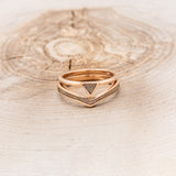 "ATLANTIS" - 14K GOLD TRIANGLE RING & V-SHAPED TRACER SET WITH FIRE & ICE OPAL-4