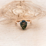 "BLOSSOM" - PEAR-CUT MOSS AGATE ENGAGEMENT RING WITH LEAF-SHAPED DIAMOND ACCENTS-2